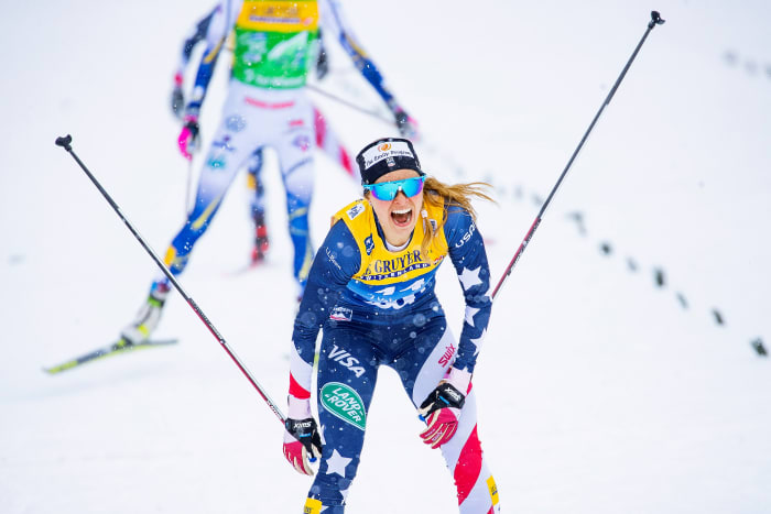 Diggins kicked off 2021 with a record-breaking Tour de Ski win in early January.